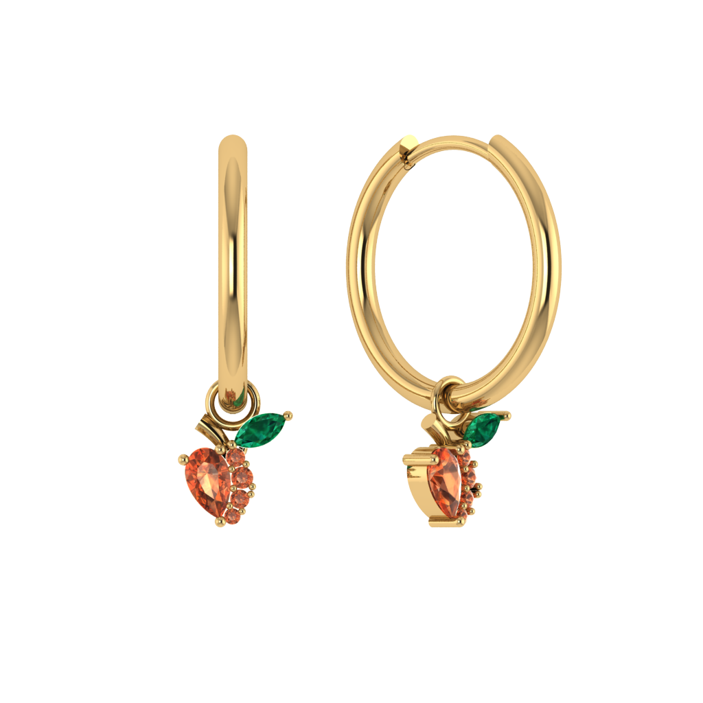 Schlichte Creole mit Pfirsich-Anhänger, 925er Silber, vergoldet.