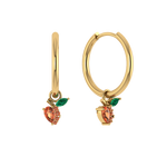 Schlichte Creole mit Pfirsich-Anhänger, 925er Silber, vergoldet.