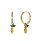 Runde Pavé-Creole mit Zitronen-Charm, 14K vergoldet, Zirkonia-Steine.