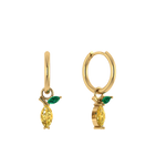 Runde Creole mit Zitronen-Charm, 925 Silber vergoldet, funkelnde Zirkonia.