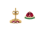 Wassermelone-Ohrstecker Produktansicht, 925 Silber vergoldet, rosa und grüne Steine.