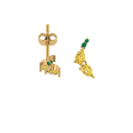 Banane-Ohrstecker aus 925 Silber, 14K vergoldet – Produktansicht, gelb-grün, filigran.