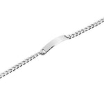 Detailansicht Partnerarmband mit Gravurplatte aus silbernem Edelstahl, mittelbreit.