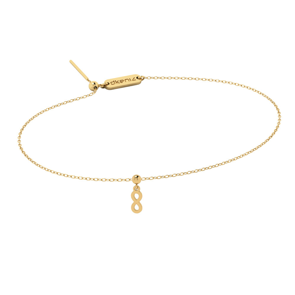 Feine goldene Unendlichkeit Armkette aus 925 Silber mit Infinity-Anhänger, filigrane Damenarmkette von Dkeniz