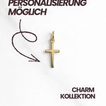 Personalisierbarer Rome Charm als Kreuz in Gold – Geschenkidee für Freundin, Mutter oder Frau.