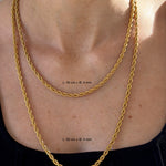 Zwei goldene Rope Chains in 45 cm & 60 cm, 4 mm Breite, markantes Layering.