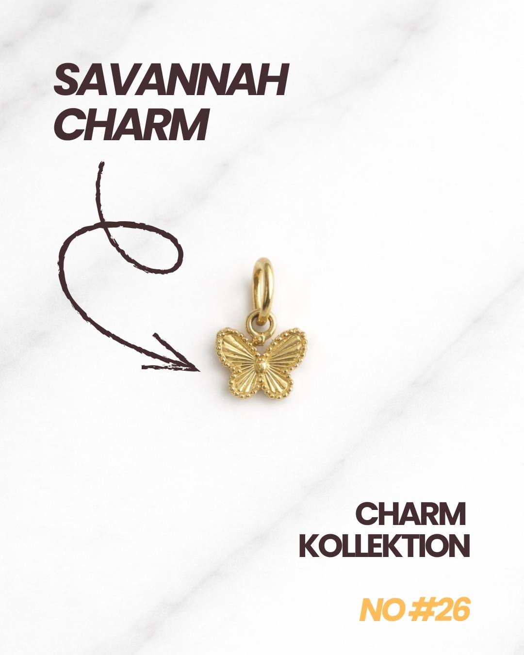 Filigraner Savannah CHARM Damen Schmuck Schmetterling vergoldet.