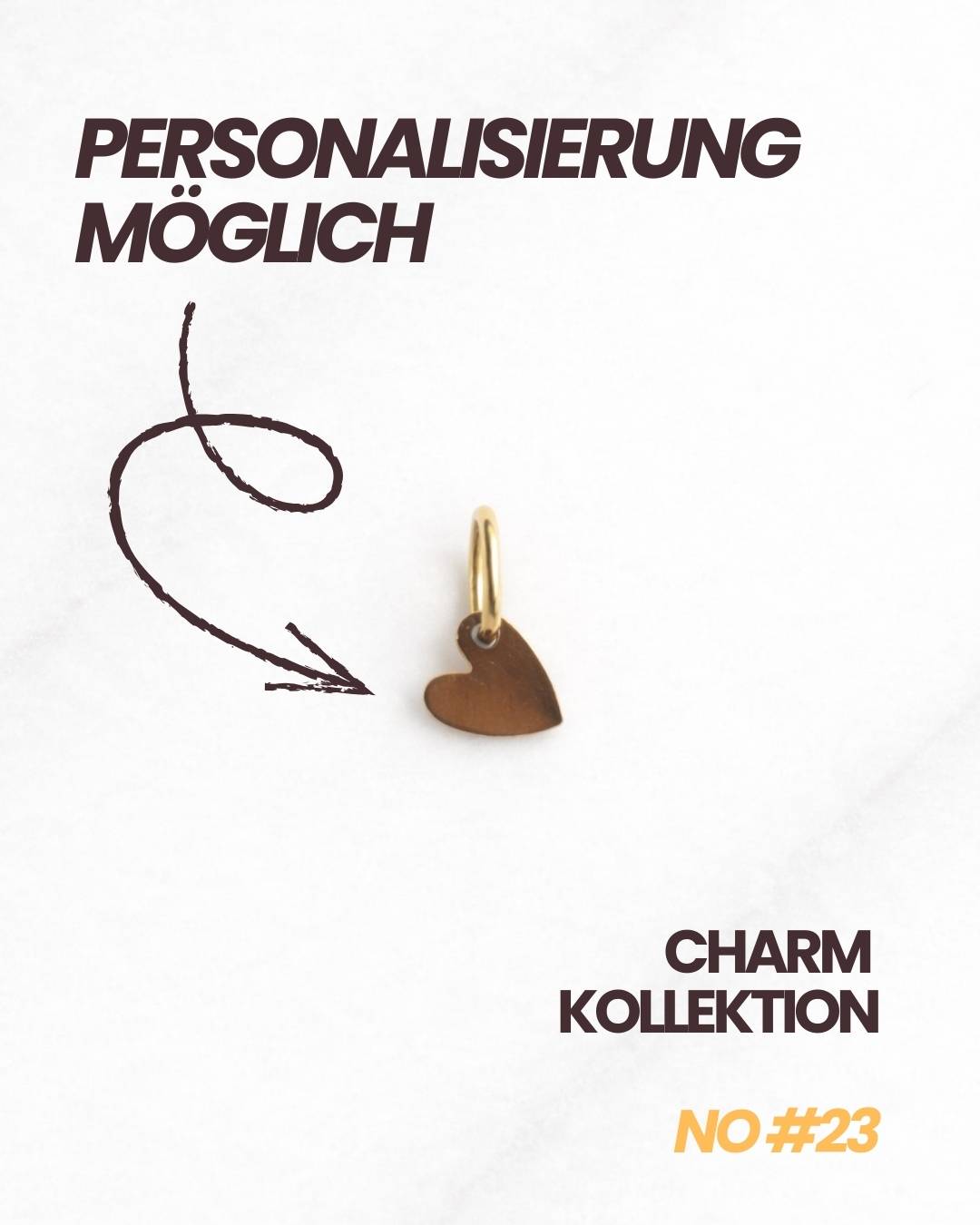 Siena CHARM goldener Herz-Charm an Öse, ideal zur Personalisierung von Ketten und Armbändern.