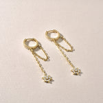 Goldene Hängecreolen Stern aus 925 Sterling Silber, vergoldet, filigraner Schmuck mit Zirkonia