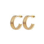 Triple Circle Hoop Ohrringe in Gold, 316L Edelstahl, wasserfest, hypoallergen, eleganter Schmuck