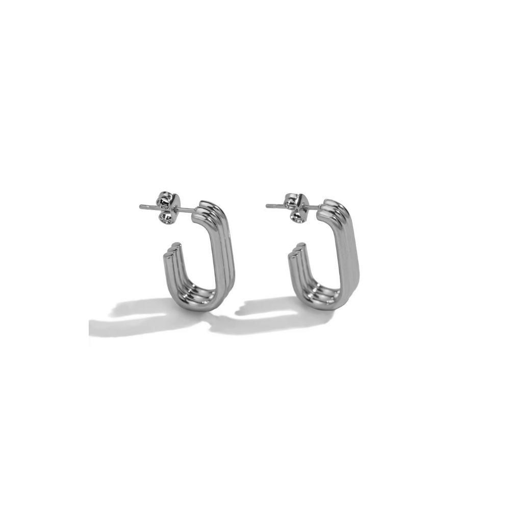 Silberne Triple Hoop Creolen Ohrringe für Damen, elegant & modern