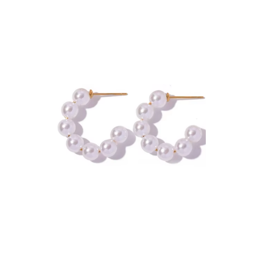 Goldene Creolen Ohrringe mit Perlen für Damen, elegant & modern