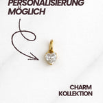 Venice CHARM kleiner goldener Herzanhänger mit funkelndem Stein, ideal zum Personalisieren.