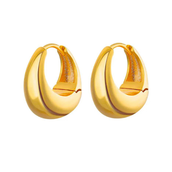 Vintage Drop Creolen in Gold aus 18K vergoldetem Edelstahl, glänzende Damen Ohrringe mit tropfenförmigem Design.