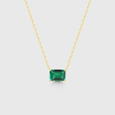 Solitär Green Emerald Cut Chain - Gold