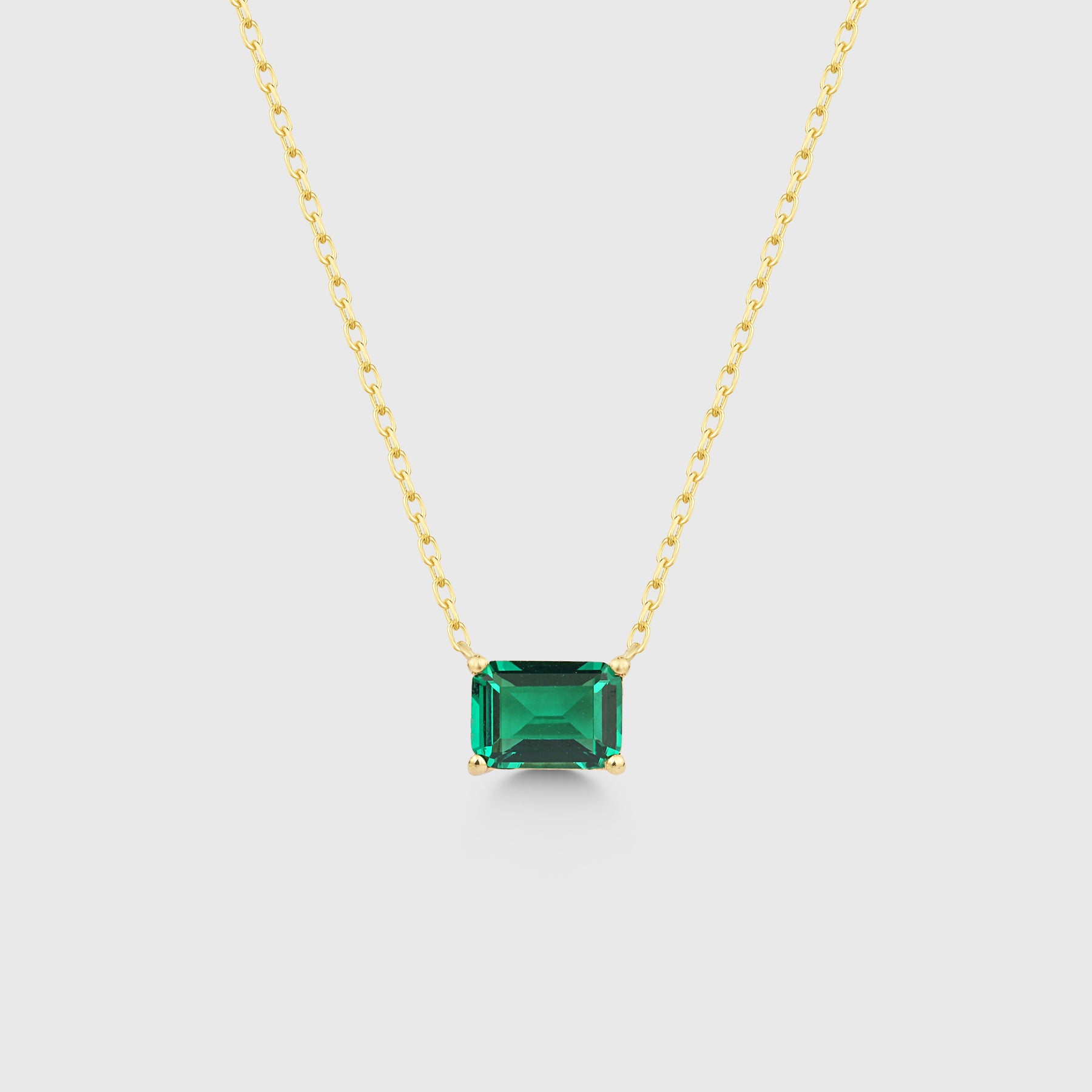 Solitär Green Emerald Cut Chain - Gold