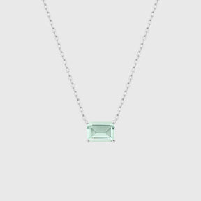 Solitär Türkis Emerald Cut Chain - Silber