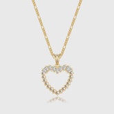 Heart Pearl X Baguette Halskette - Gold