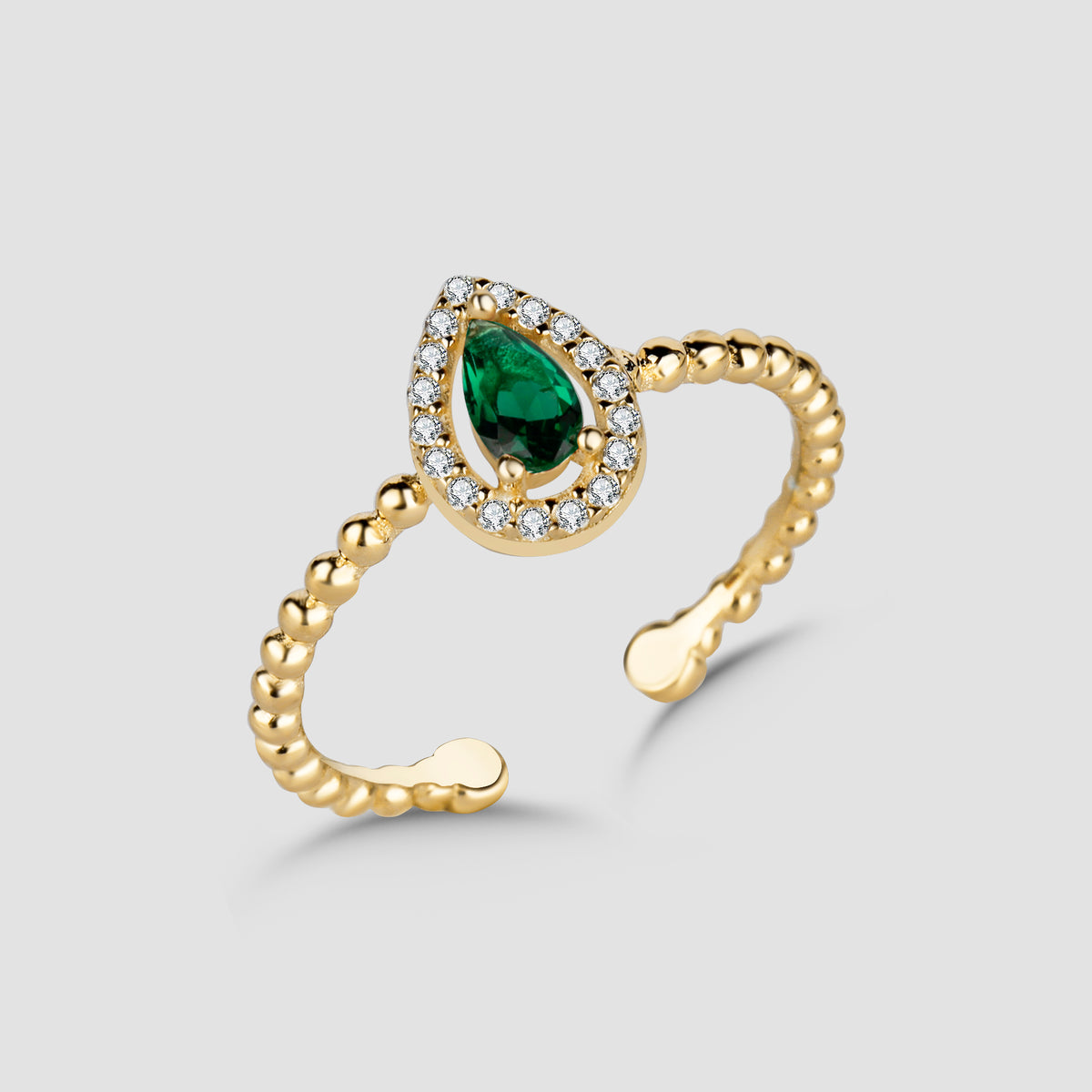 Drop Emerald Ring Shiny Wreath - Gold