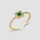 Emerald Ring Square Shiny Wreath - Gold