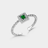 Emerald Ring Square Shiny Wreath - Silber