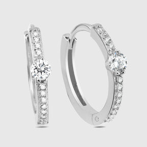 Creolen Solitaire Pave - Silber