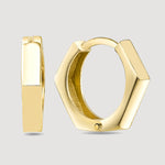 Angular Classy Creolen Gold – kantige Klappcreolen aus 925 Sterling Silber, hochglanz poliert.