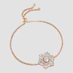 Verstellbares rosévergoldetes Baguette Star Armband aus 925 Silber mit Zirkonia, ideal als Geschenk für Frauen.