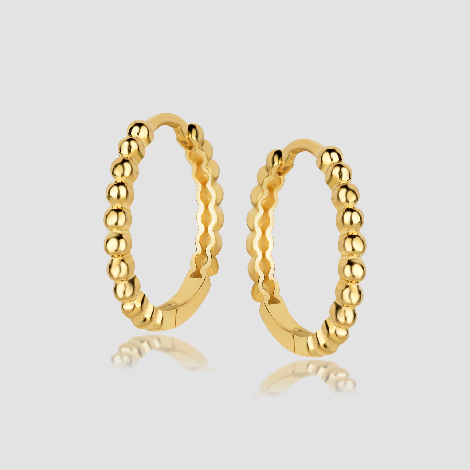 Paar Balls M Creolen Gold 18mm – Kugel-Design, 14K vergoldet, Damen Creolen.