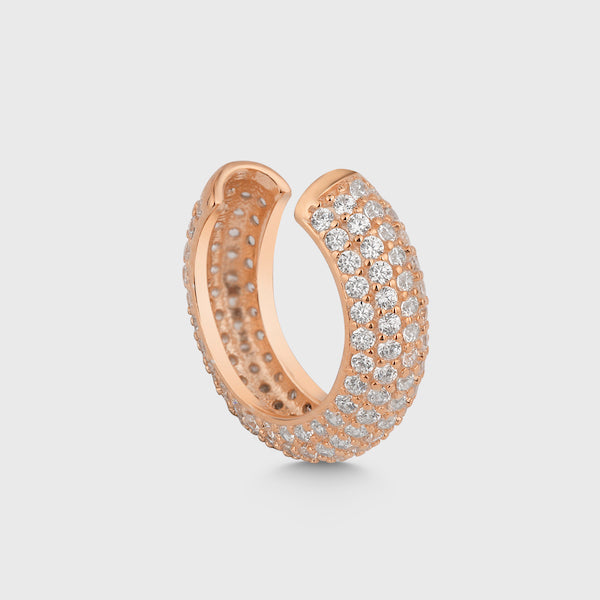 Eleganter roséfarbener Boom Ear Cuff aus 925 Silber als funkelnder Ohrschmuck für Damen.