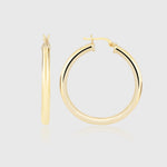 Bump L Creolen in Gold aus 925 Sterling Silber, glänzende Hoops mit Klappenverschluss.