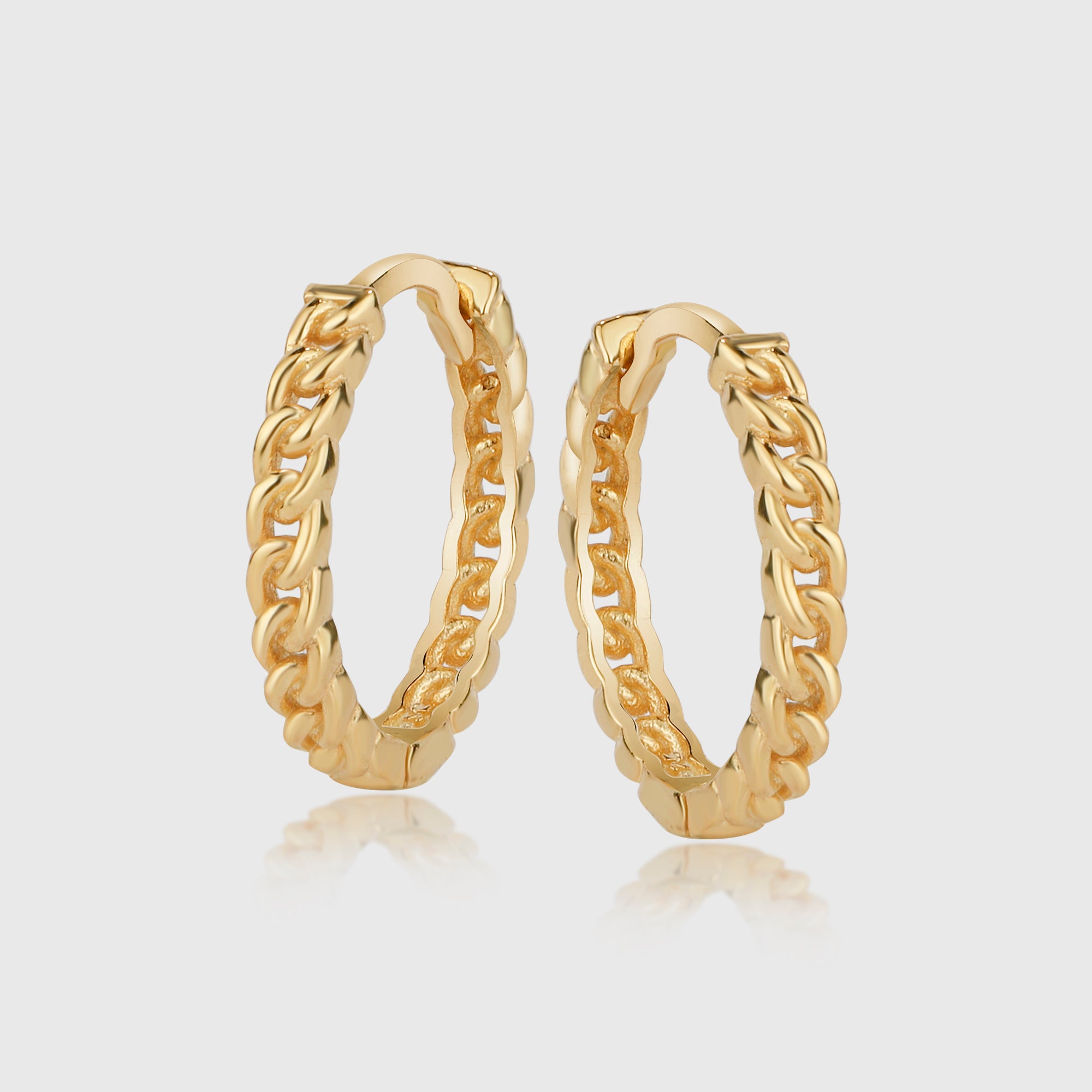 Paar Chain Creole S in Gold – kleine Ketten-Creolen aus 925 Silber, 14K vergoldet.