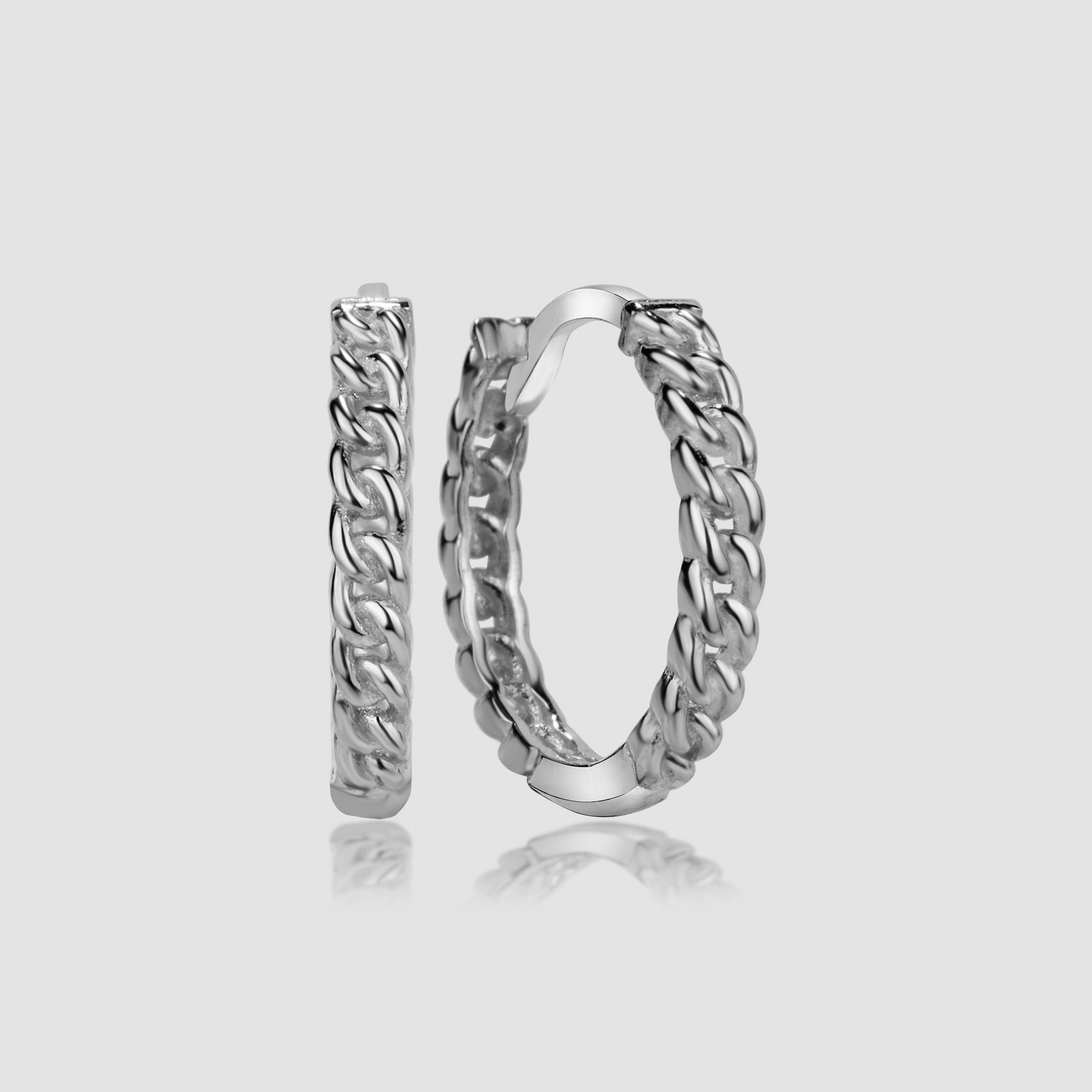 Chain Creole S Silber Creolen im Ketten-Design aus 925 Sterling Silber, rhodiniert – Produktfoto.