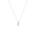 Zarte Silberhalskette mit funkelndem Charm Letter F aus Zirkonia.