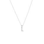 Zarte Silberhalskette mit funkelndem Charm Letter L aus Zirkonia.