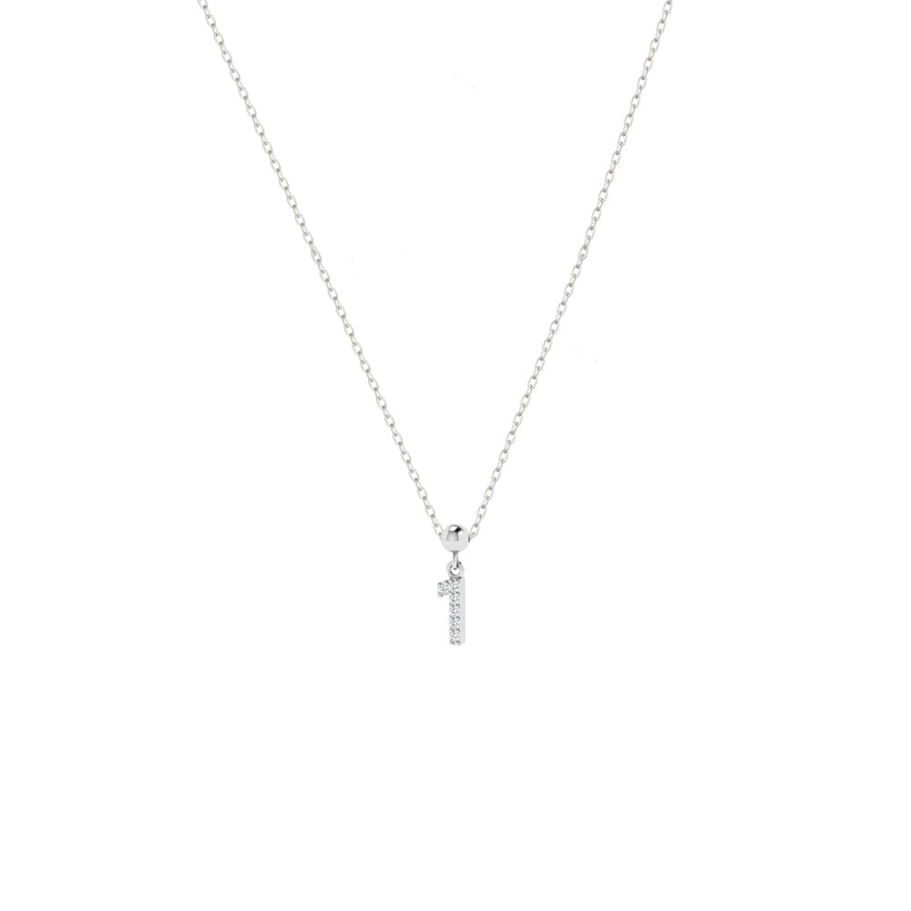 Feine Silberkette mit Charm Number 1 Anhänger mit funkelnden Zirkonia.