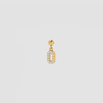 Goldener Charm Numbers Anhänger Zahl 0 mit weißen Zirkonia auf hellem Hintergrund.