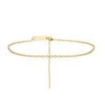 Charm Single Armband Gold im Kreis, Verlängerung mit feinem Stabanhänger nach unten.