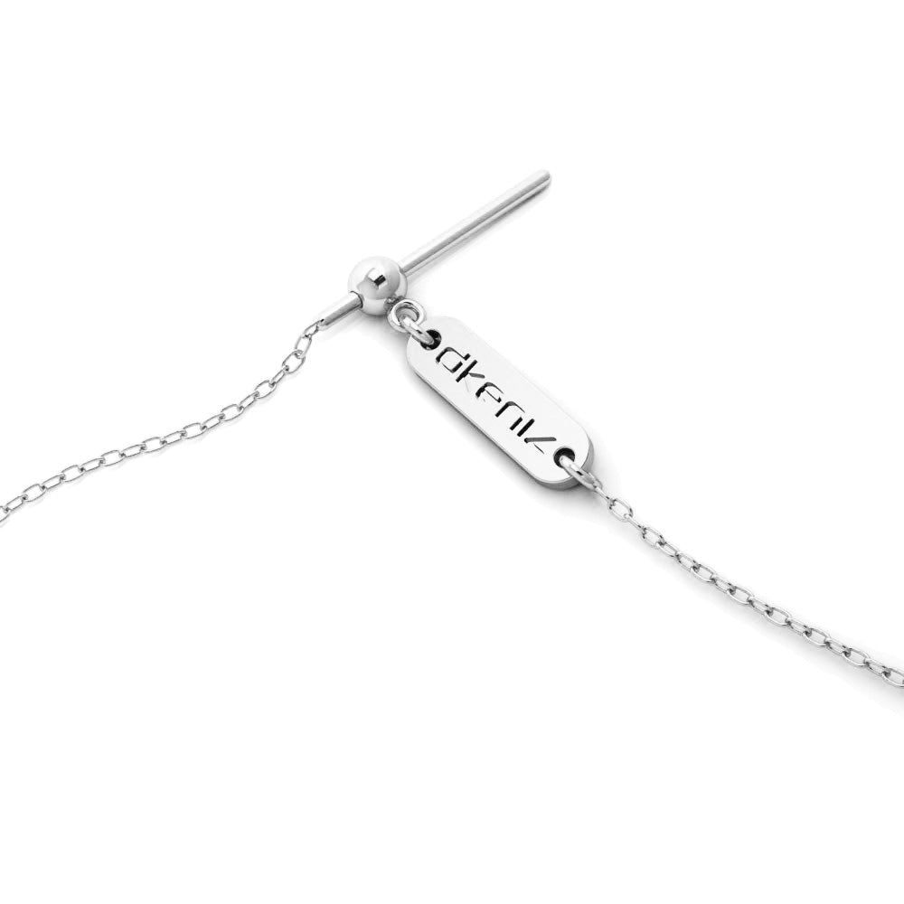 Charm Single Armband Gold im Kreis, Verlängerung mit feinem Stabanhänger nach unten.