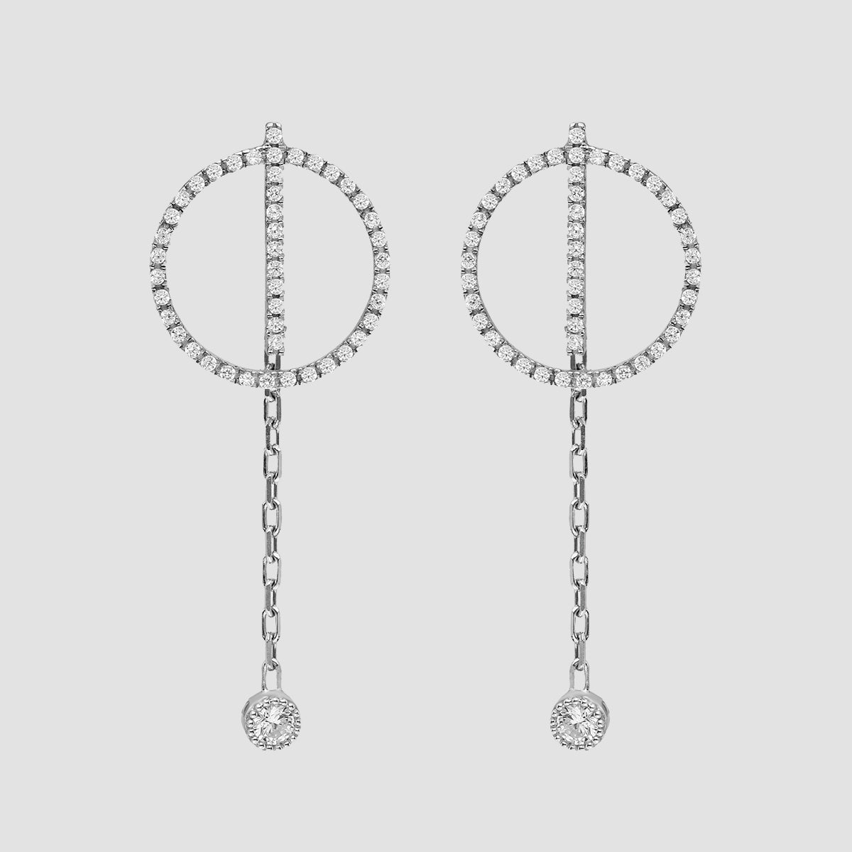 Circle Chain Ohrstecker aus 925 Sterling Silber mit Zirkonia und Kettenanhänger von Dkeniz.