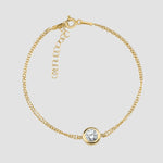 Classy Solitaire Armband Gold mit Zirkonia – 925 Silber, doppelte Kette, verstellbar.