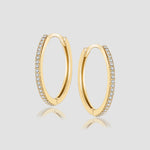 Creolen ONE Line Pave L in Gold mit Zirkonia – 925 Silber, 14K vergoldet, 22 mm.