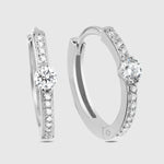 Creolen Solitaire Pavé in Silber mit Zirkonia-Stein, elegante Damen-Creolen von Dkeniz.