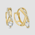 Goldene Unendlichkeit-Creolen mit Zirkonia-Pavé und Solitaire Stein, 925 Silber 14K vergoldet.