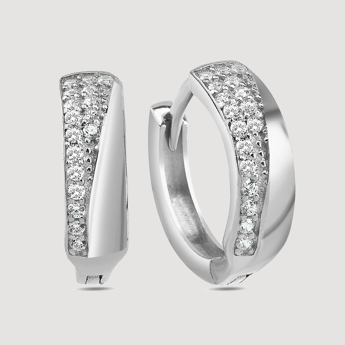 Creolen mit Zirkoniawelle aus Sterling Silber, funkelnde Damenohrringe von Dkeniz.