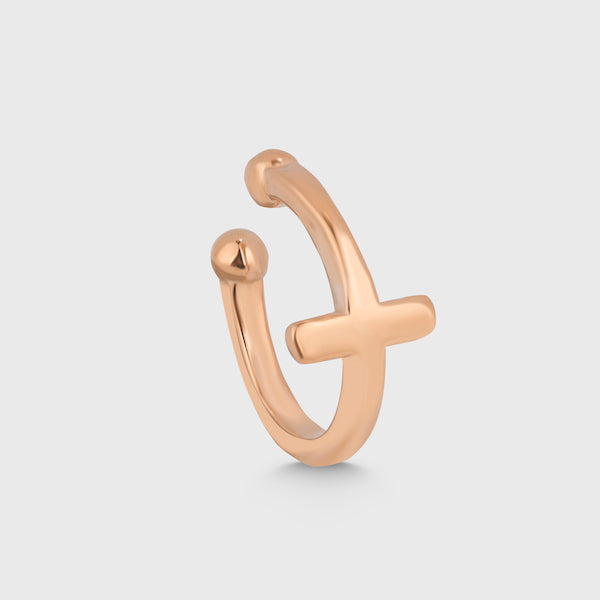 Roséfarbener Cross Classic Ear Cuff aus 925 Silber in 14K Rosévergoldung.