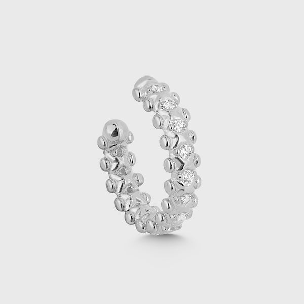 CRUSH EAR CUFF in Silber mit Zirkonia, strukturierter Ear Cuff für Damen von Dkeniz.