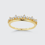 Diadem Ring Gold (14K vergoldet) mit weißen Zirkonia, filigranes Kronen-Design.