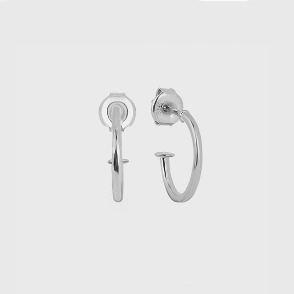 Dünne Creolen HOOP EARRINGS CLASSIC THIN S in Silber, rhodiniert, 925 Sterling Silber, 13,4 mm.