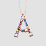 Buchstaben-Kette A in Rosé mit Zirkonia Mix – Fancy Crystals Mix Letter Anhänger von Dkeniz.